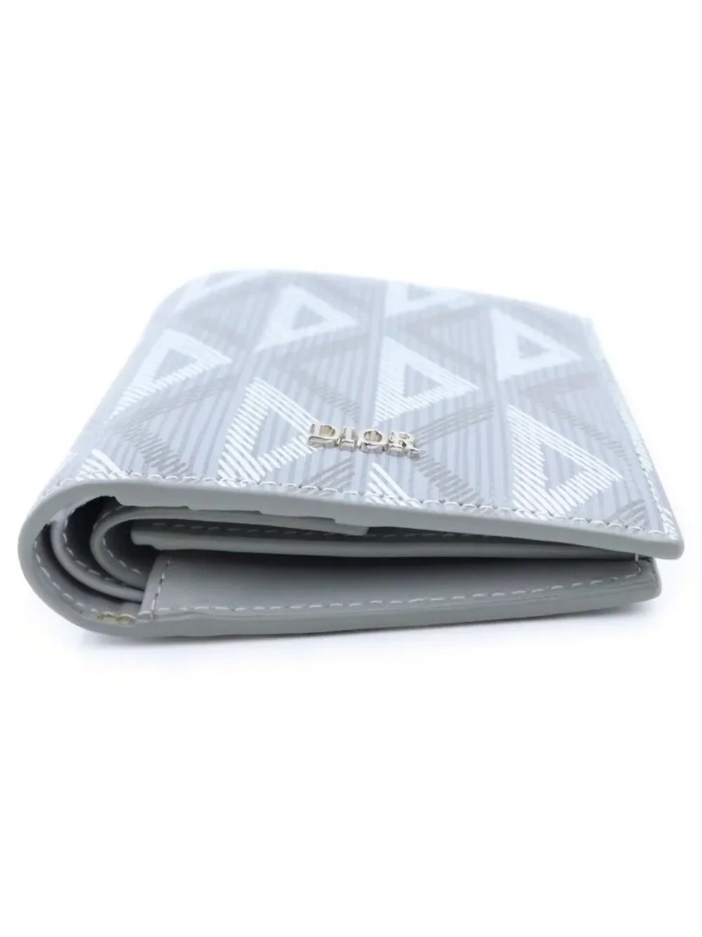 Dior CD Diamond Canvas Trifold Wallet Gray